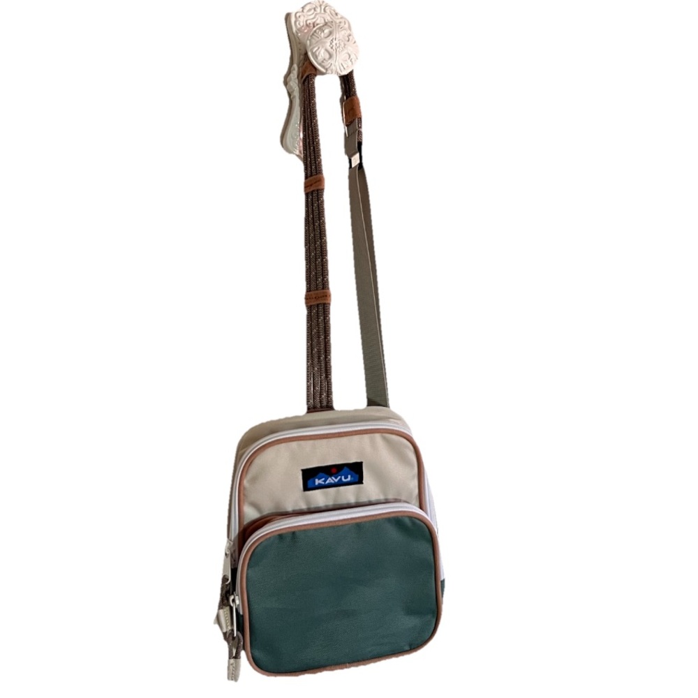 Kavu Green Cream and Brown Crossbody Sling Pack
